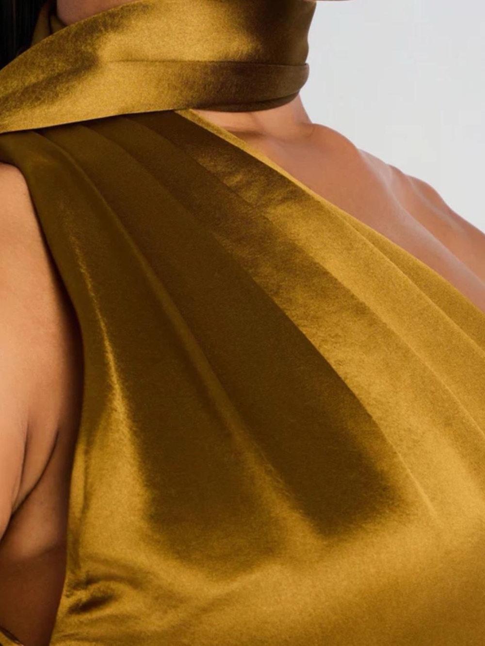 Retrofete Mustard One-Shoulder Satin Maxi Dress - Picture 4 of 8